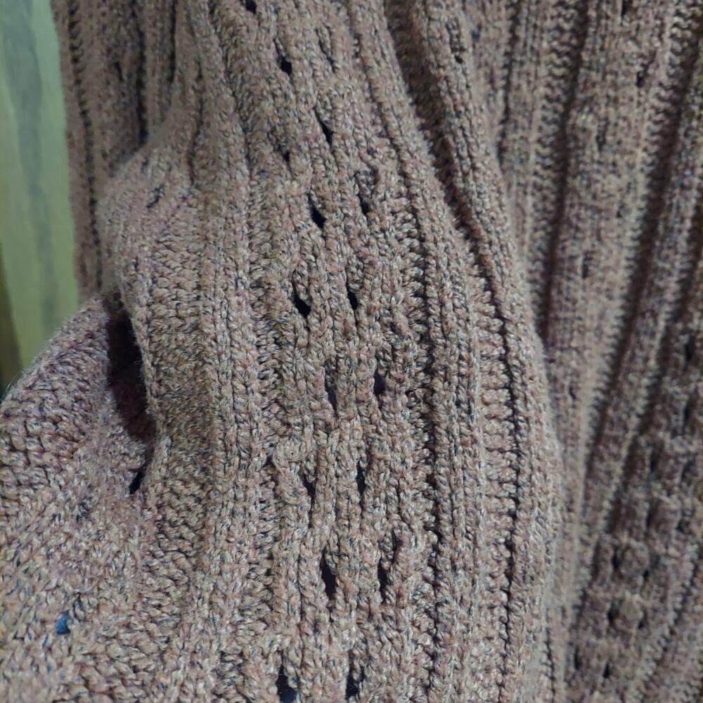 Haptics From The Top Cable Knit Knotched Neckline Sweater In Rust 3x plus - Picture 5 of 7